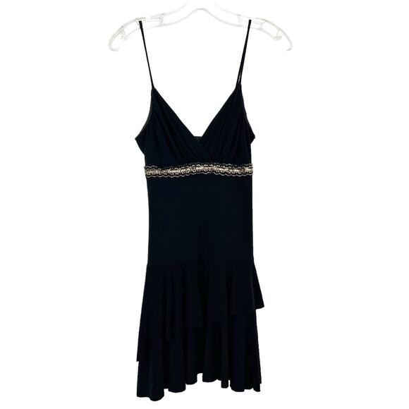 Vintage Y2K Taboo Black Gold Mini Dress Sz M - Picture 1 of 7